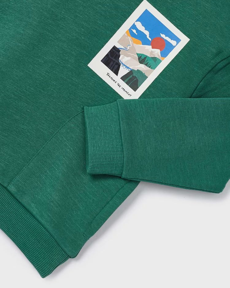 Felpa verde bambino Mayoral stampa montagne - ErreGiModaBimbo