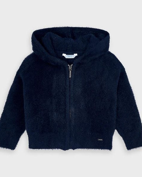 Felpa zip bambina Mayoral morbida tinta unita blu - ErreGiModaBimbo
