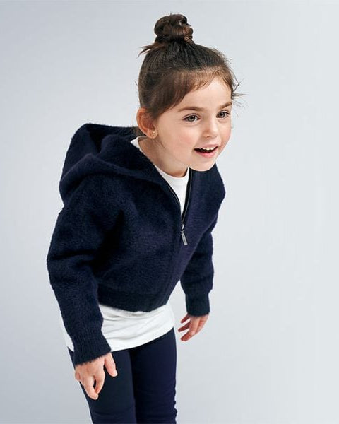 Felpa zip bambina Mayoral morbida tinta unita blu - ErreGiModaBimbo