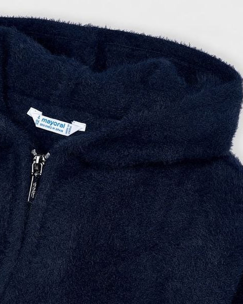 Felpa zip bambina Mayoral morbida tinta unita blu - ErreGiModaBimbo