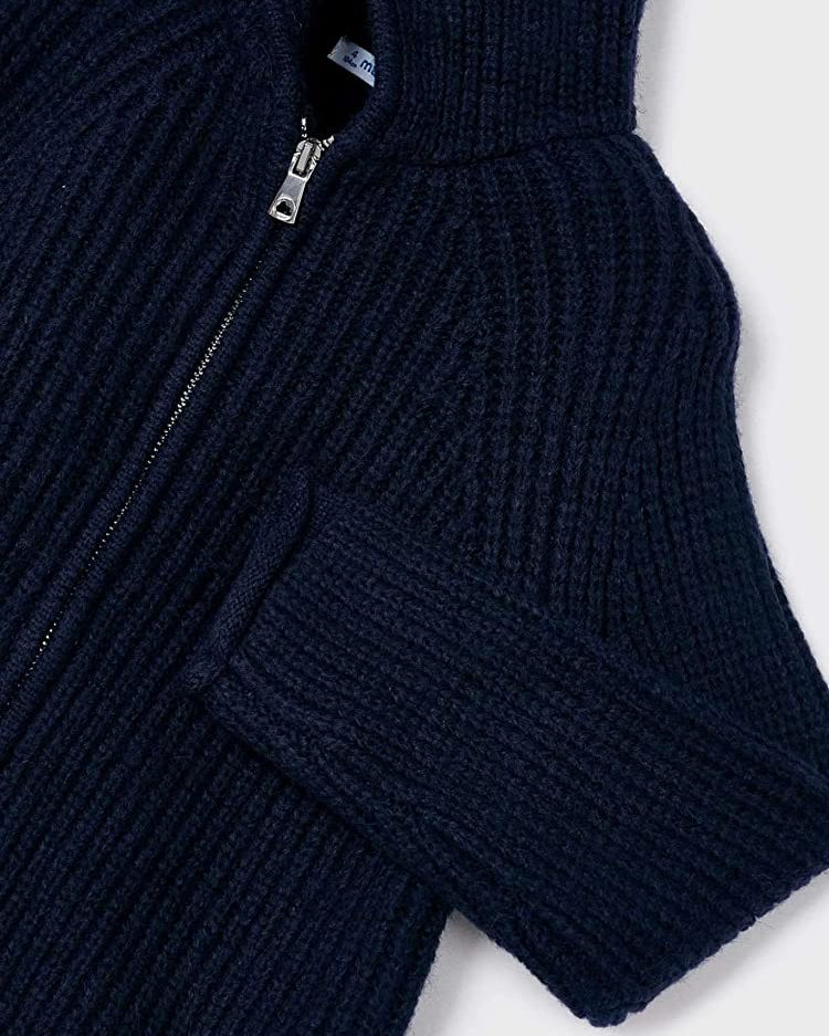 Felpa zip bambina Mayoral tricot blu marino - ErreGiModaBimbo