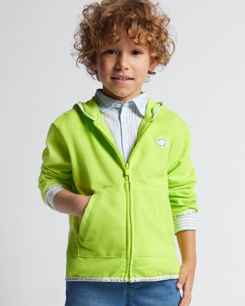 Felpa zip cotone garzato bambino Mayoral verde GOOD MOOD Mayoral Verde