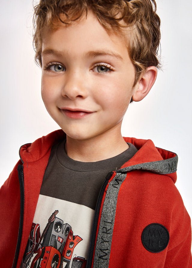 Felpa zip e cappuccio bambino Mayoral mattone - ErreGiModaBimbo