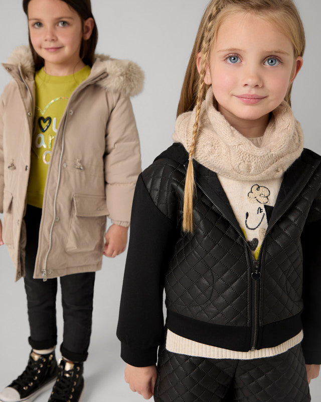 Felpa zip imbottita bambina bambina Mayoral nera Mayoral Nero