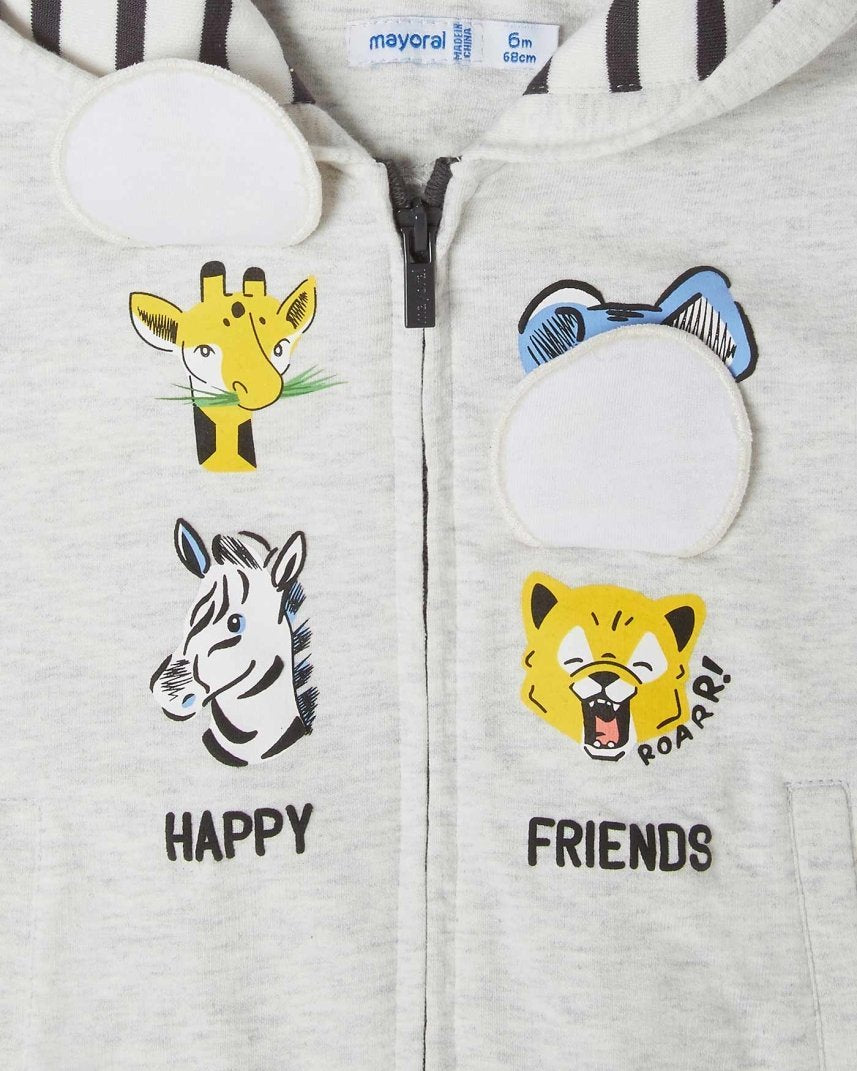 Felpa zip neonato Mayoral grigia "Safari" - ErreGiModaBimbo