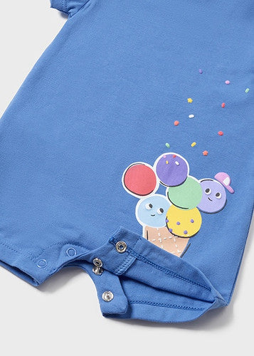 Pagliaccetto fresco cotone neonato Mayoral Newborn stampa Gelato Mayoral Celeste