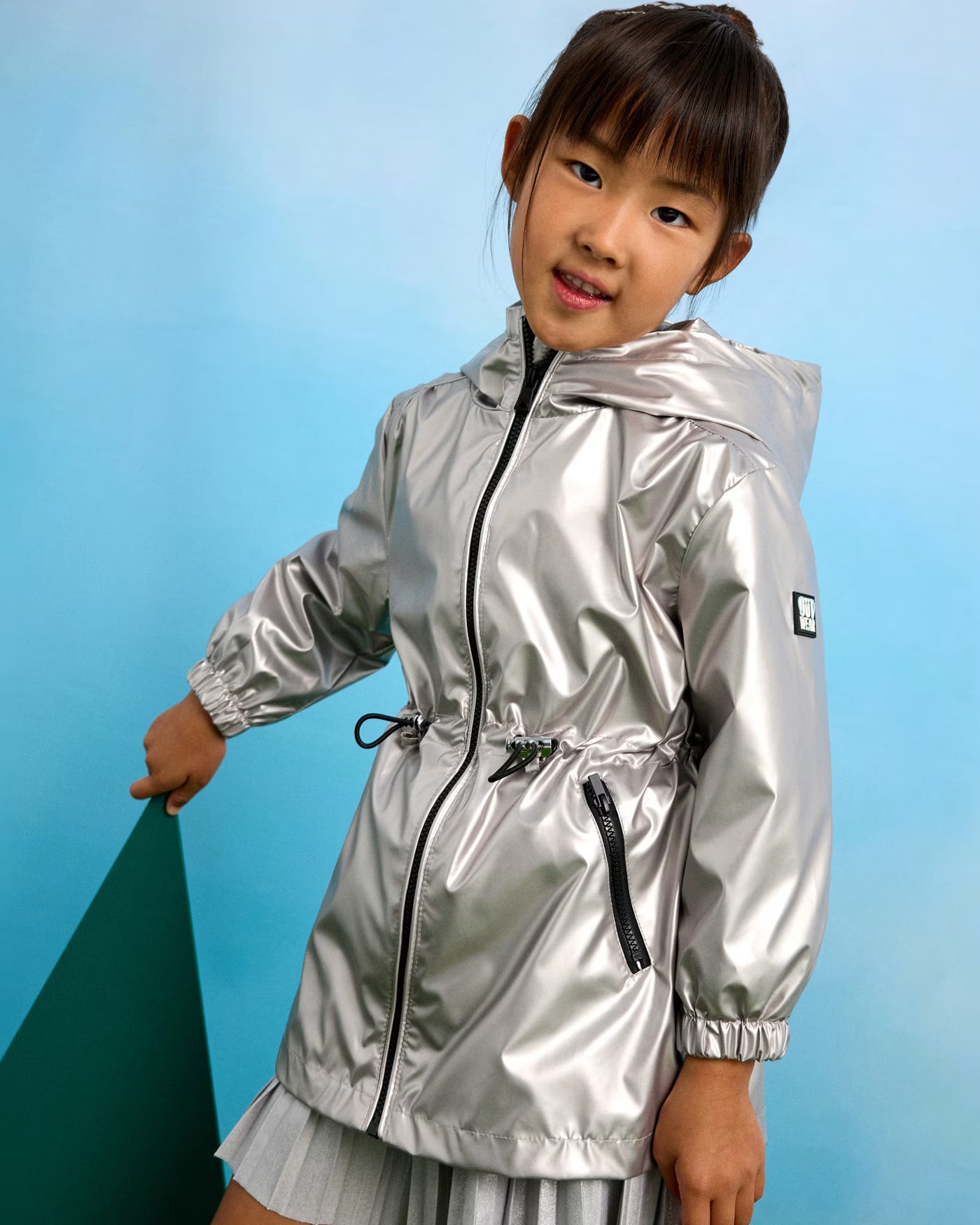 Giacca a vento cappuccio bambina Mayoral oro bianco Mayoral Argento