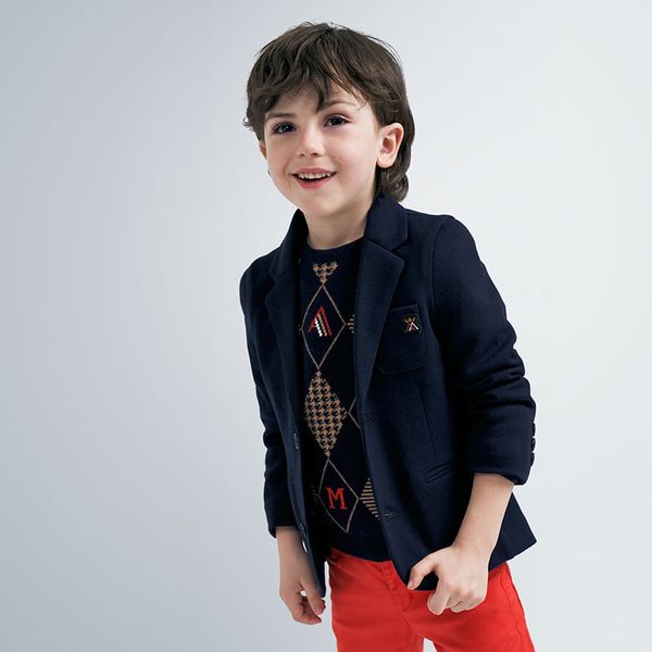 Giacca Mayoral modello scollo a V blu tinta unita - ErreGiModaBimbo