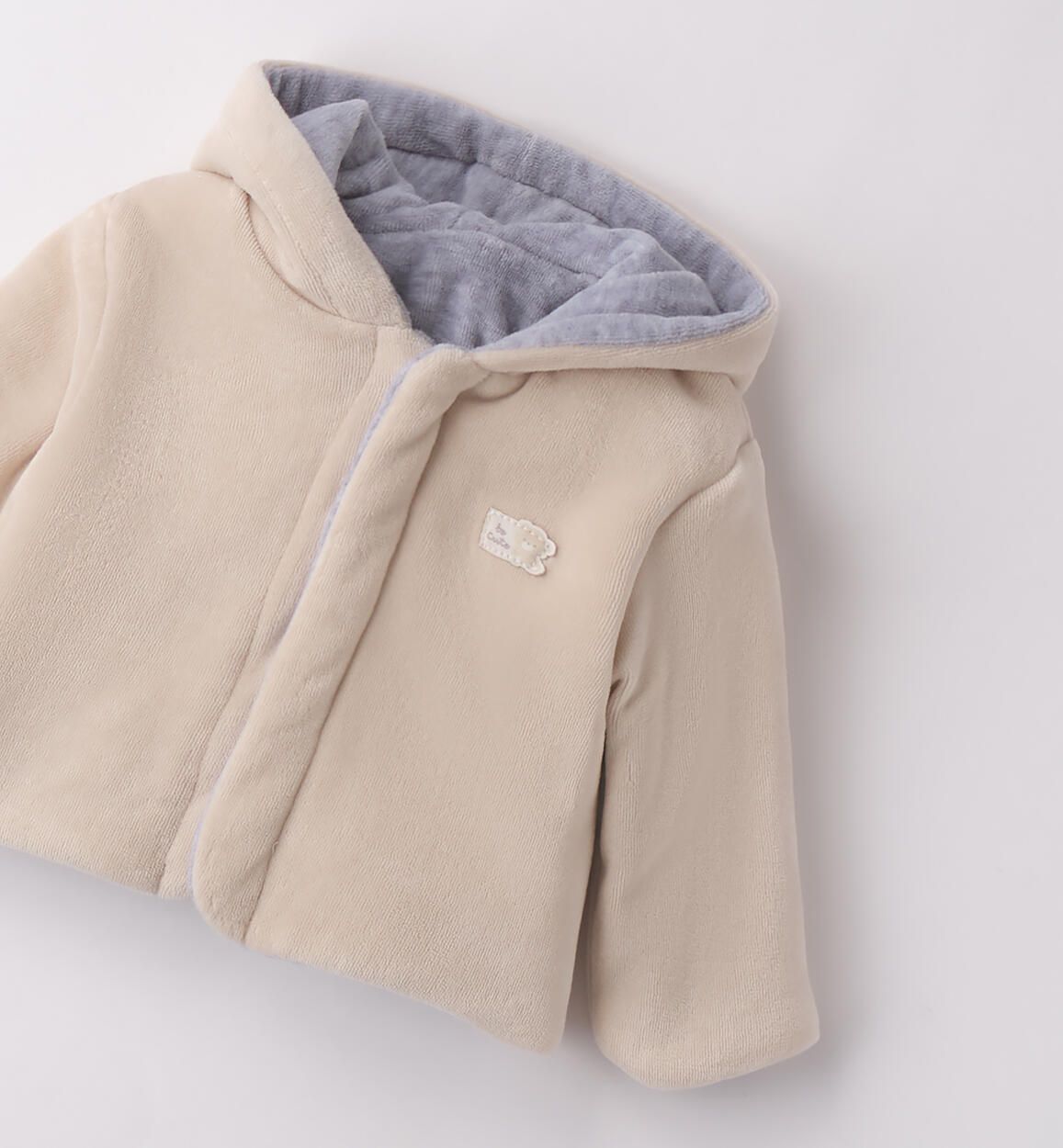 Giacca neonato unisex in ciniglia iDO reversibile beige-grigio iDO 0 Mesi 50cm