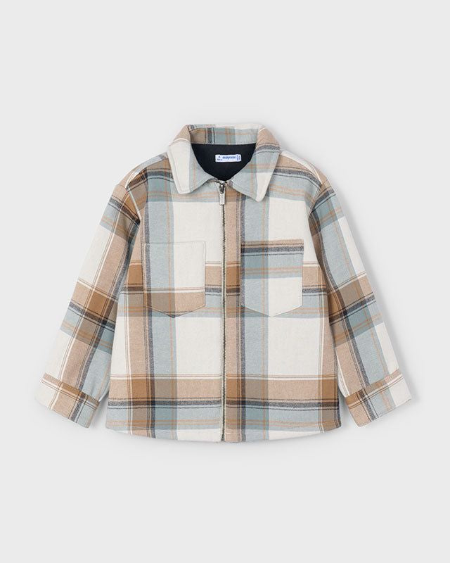 Giacca overshirt foderata bambino Mayoral quadri azzurro-beige Mayoral 2 Anni 92cm