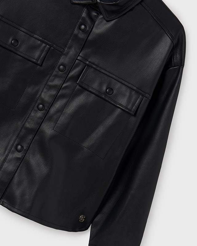 Giacca overshirt similpelle nero ragazza Mayoral Mayoral Nero