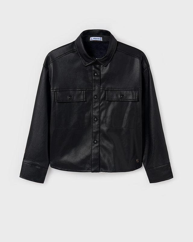 Giacca overshirt similpelle nero ragazza Mayoral Mayoral Nero