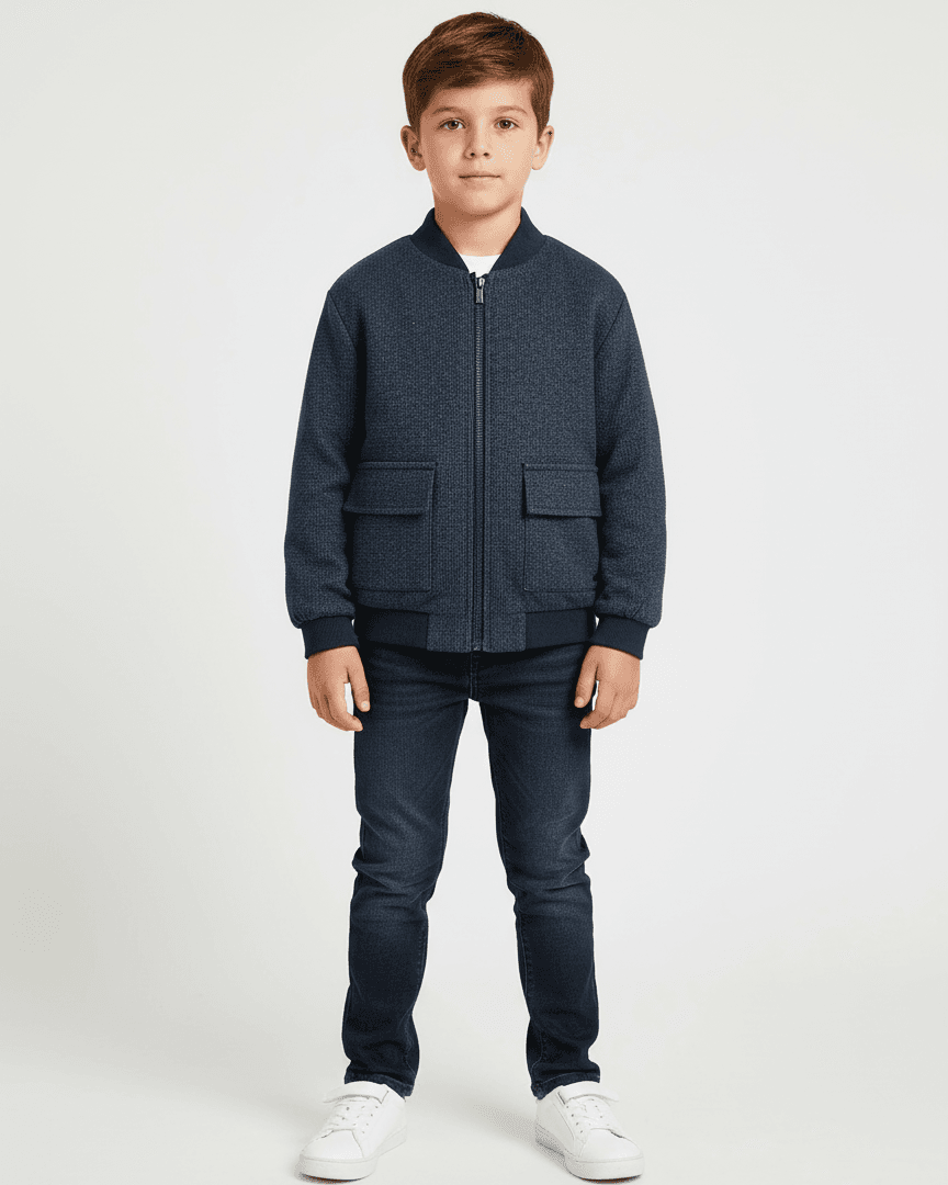 Giacca zip collo bomber bambino Mayoral blu marino mix Mayoral 2 Anni 92cm