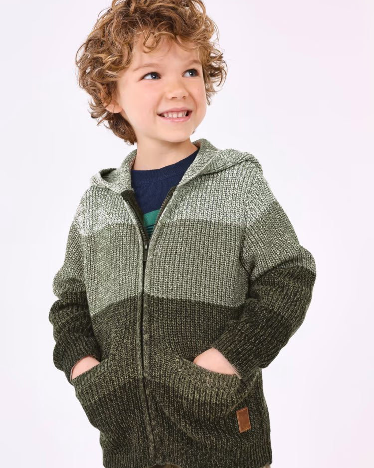 Giacca zip in maglia blocchi verde bambino Mayoral - ErreGiModaBimbo