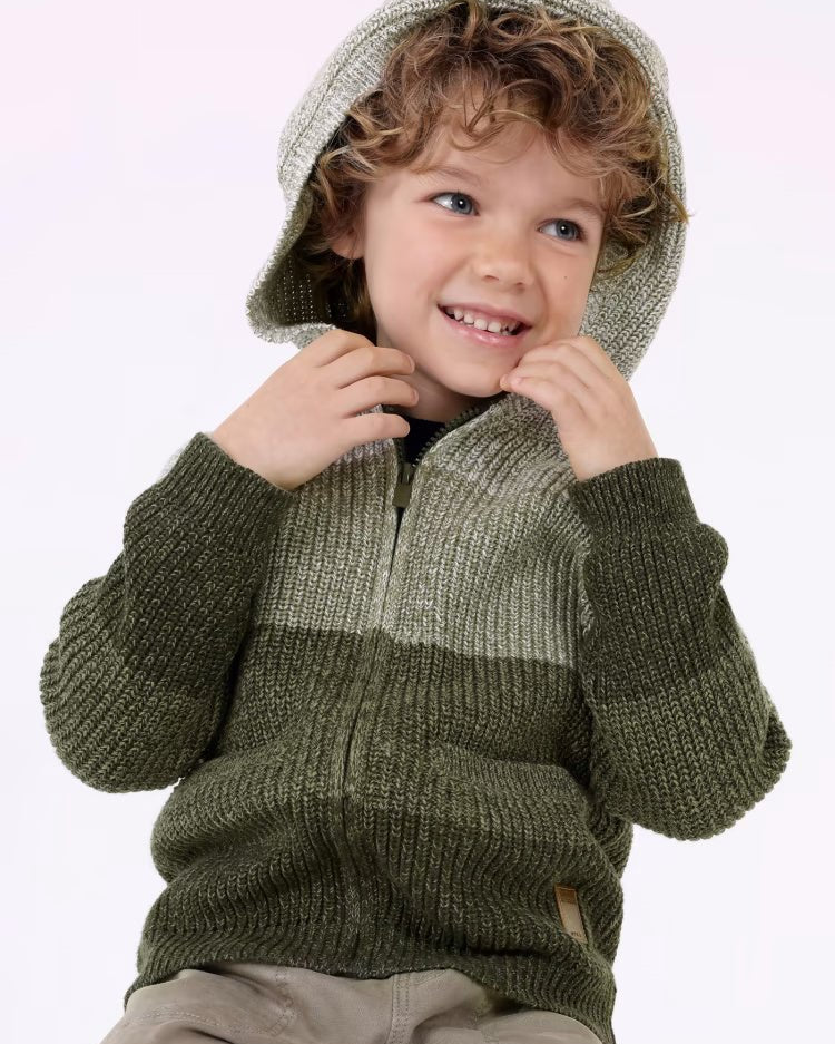 Giacca zip in maglia blocchi verde bambino Mayoral - ErreGiModaBimbo