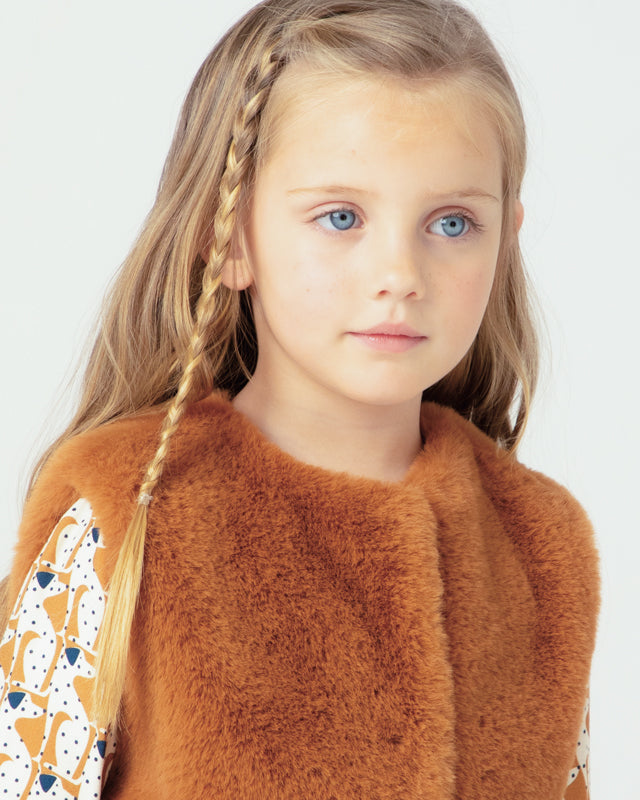 Gilet pelliccia con cintura bambina Mayoral caramello Mayoral Caramello