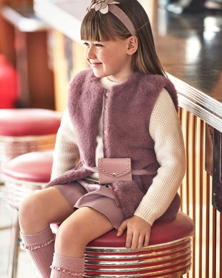 Gilet pelliccia con cintura bambina Mayoral amarena Mayoral Amarena