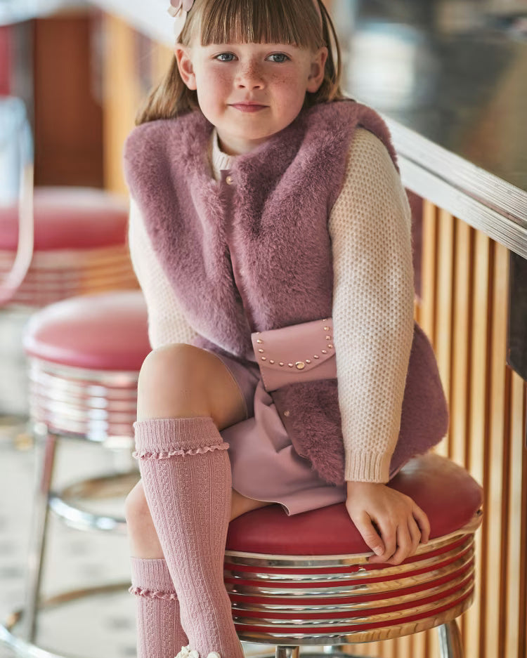 Gilet pelliccia con cintura bambina Mayoral amarena Mayoral Amarena
