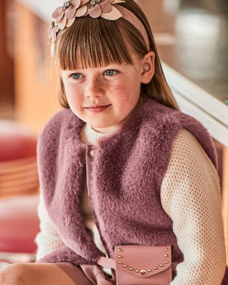 Gilet pelliccia con cintura bambina Mayoral amarena Mayoral Amarena