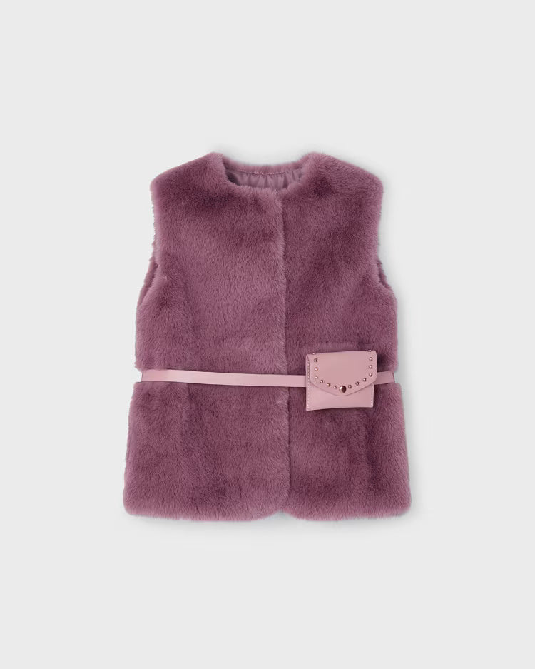 Gilet pelliccia con cintura bambina Mayoral amarena Mayoral Amarena
