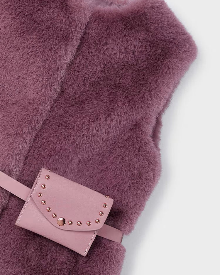 Gilet pelliccia con cintura bambina Mayoral amarena Mayoral Amarena