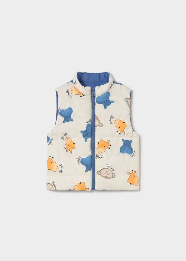 Gilet reversibile neonato Mayoral Blu cobalto-Safari Mayoral 6 Mesi 68cm