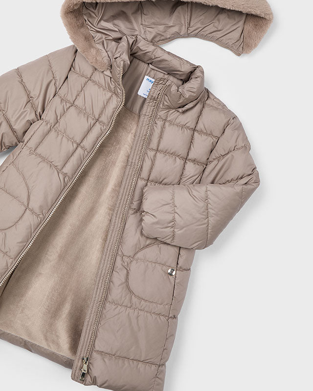 Giubbino lungo con cappuccio rimovibile bambina Mayoral tortora Mayoral Tortora