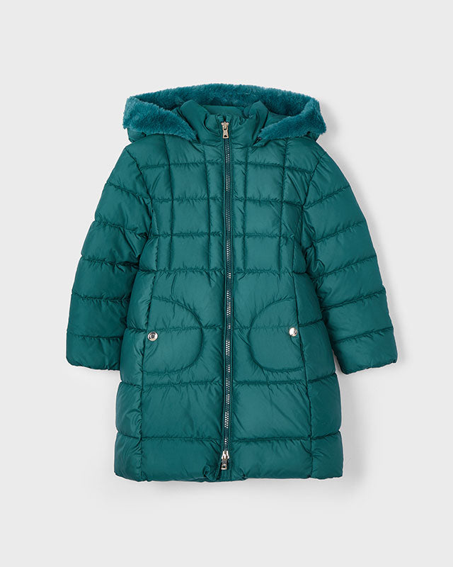 Giubbino lungo con cappuccio rimovibile bambina Mayoral verde Mayoral Verde