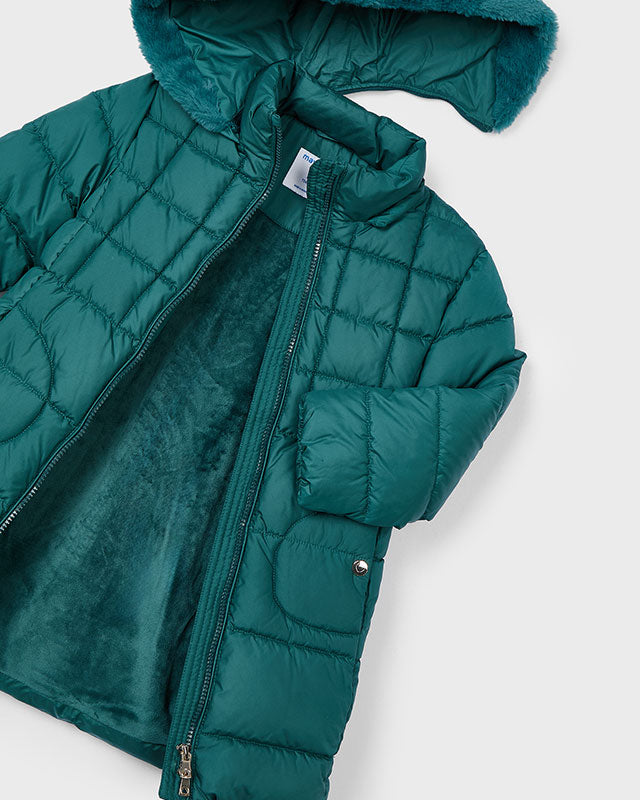 Giubbino lungo con cappuccio rimovibile bambina Mayoral verde Mayoral Verde