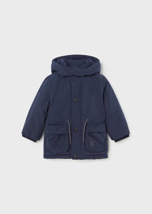 Giubbino parka neonato Mayoral cappuccio rimovibile blu - ErreGiModaBimbo