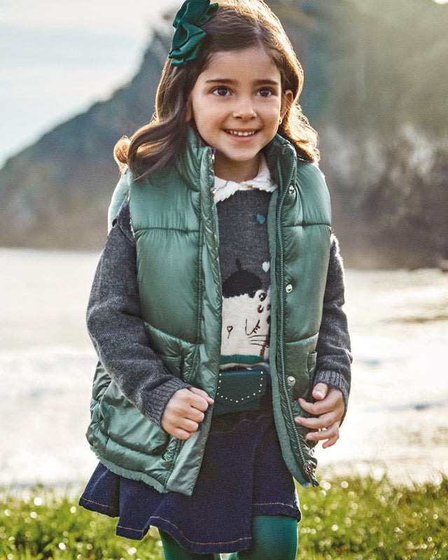 Giubbino smanicato reversibile bambina Mayoral verde - ErreGiModaBimbo