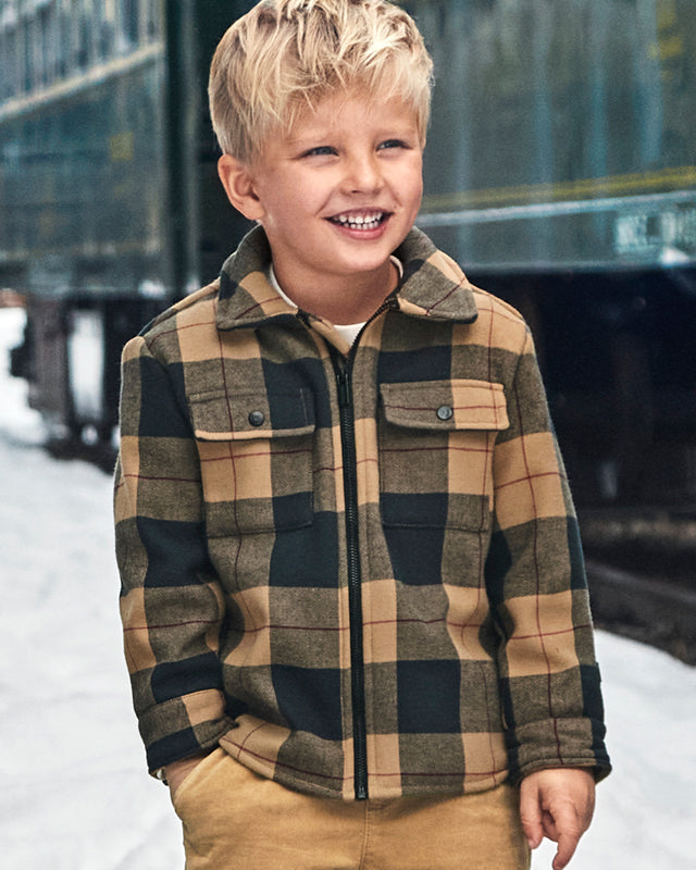 Giubbotto a giacca bambino Mayoral quadri caramello Mayoral Caramello