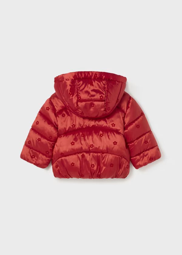 Giubbotto con cappuccio neonata Mayoral rosso metalizzato - ErreGiModaBimbo