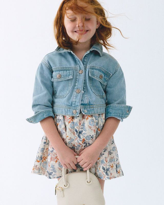 Giubbotto jeans chiaro bambina Mayoral, giubbotto denim primavera-estate