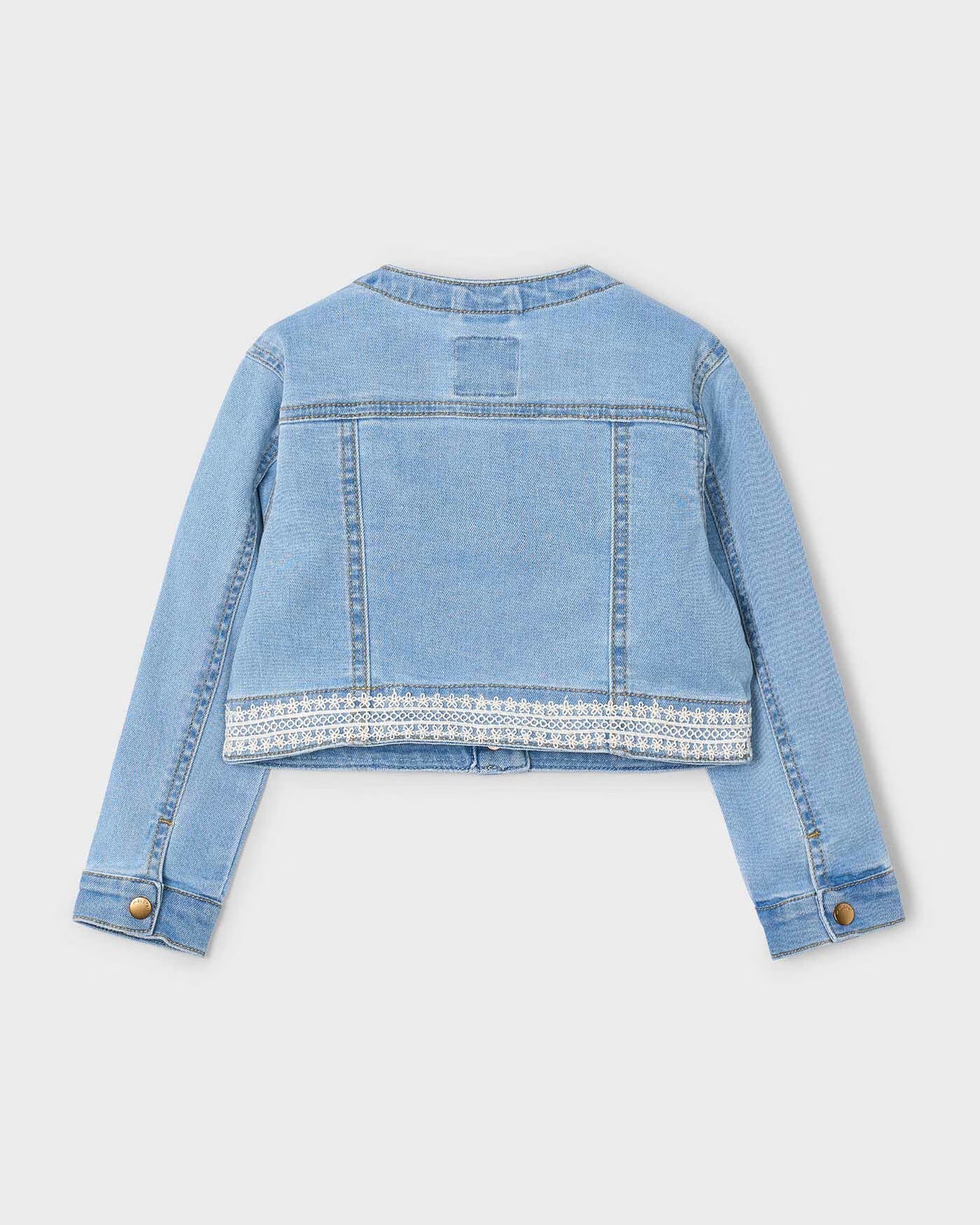 Giubbotto jeans chiaro dettagli pizzo bambina Mayoral Mayoral Azzurro