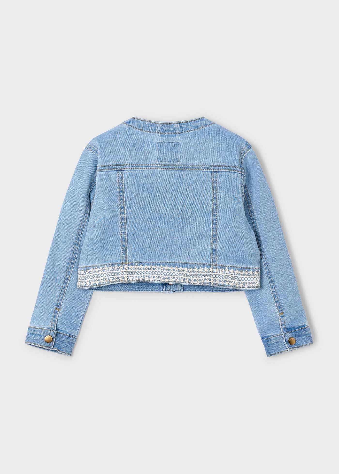 Giubbotto jeans chiaro dettagli pizzo bambina Mayoral Mayoral Azzurro