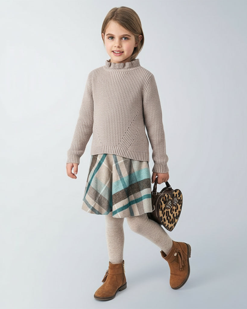 Gonna bambina Mayoral in panno a quadri in lurex Verde - ErreGiModaBimbo
