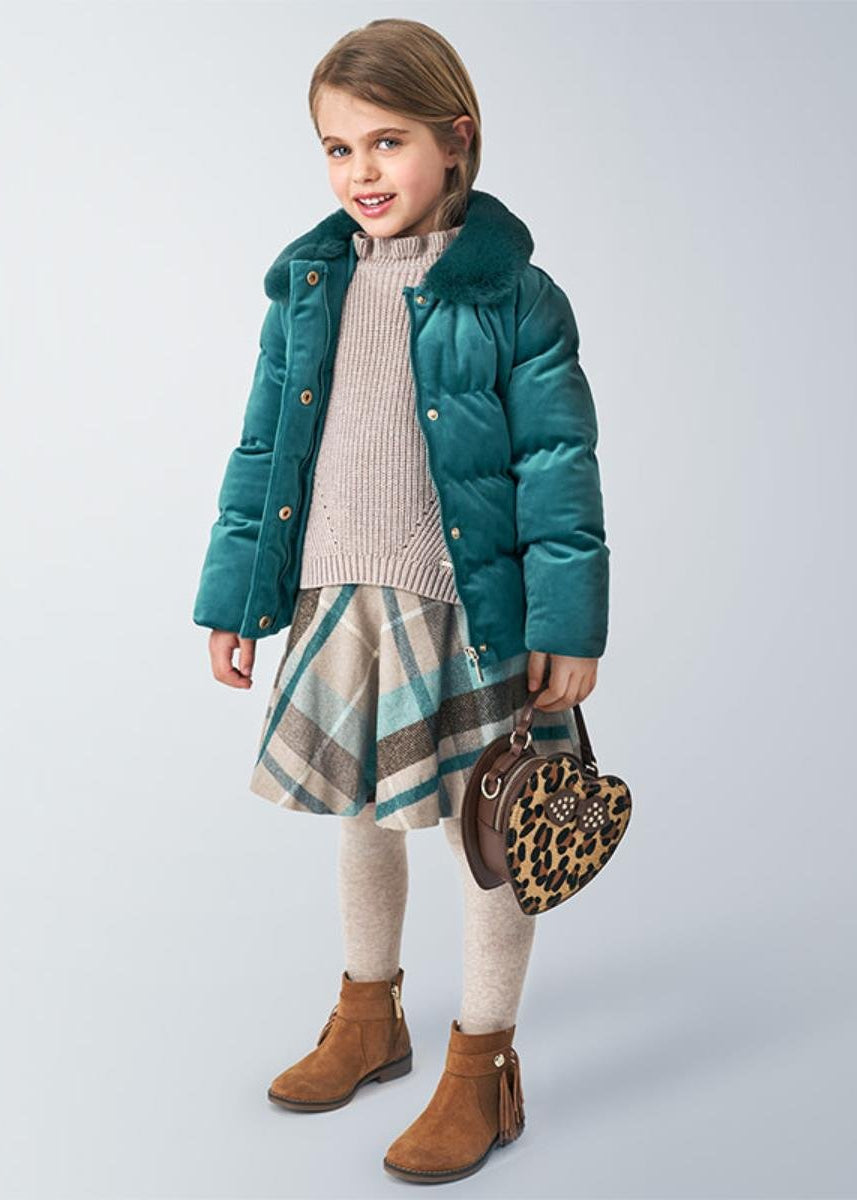 Gonna bambina Mayoral in panno a quadri in lurex Verde - ErreGiModaBimbo