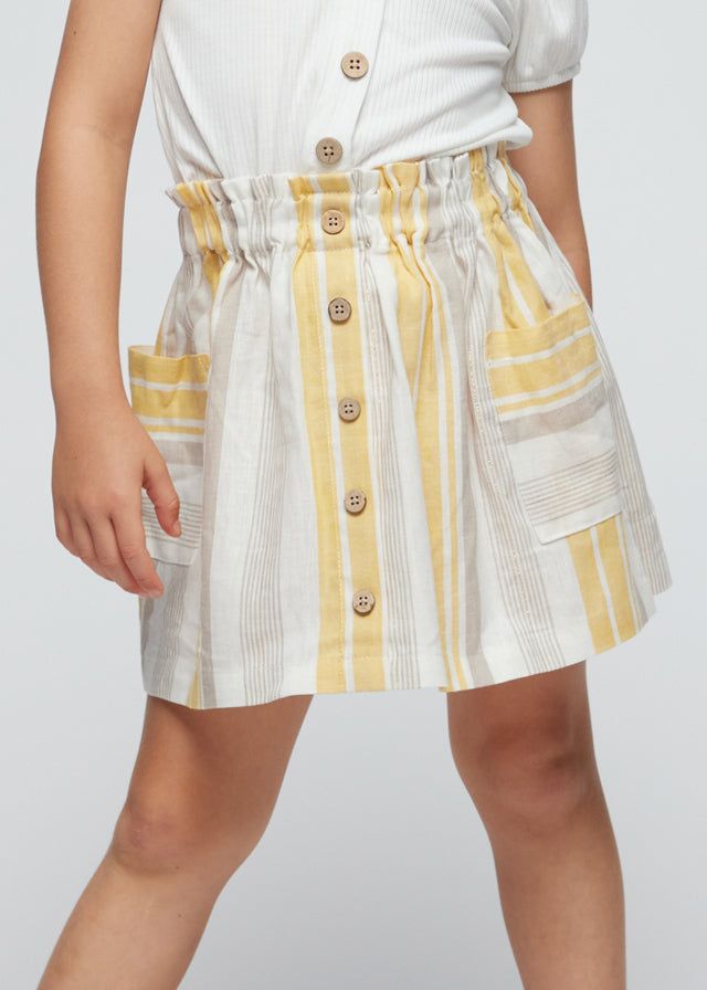 Gonna in lino bambina Mayoral fantasia righe giallo e beige Mayoral 2 Anni 92cm