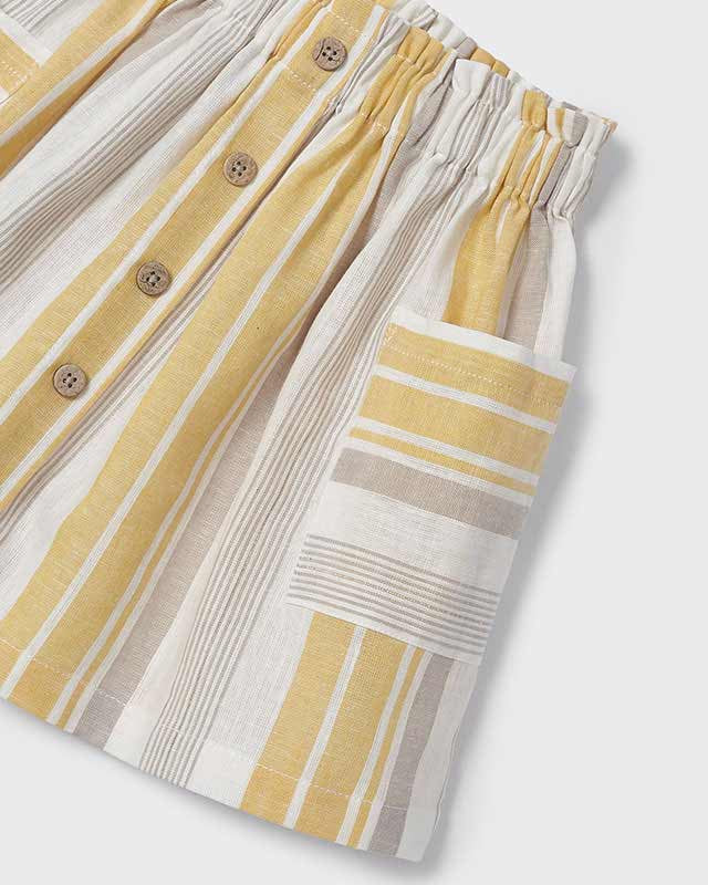 Gonna in lino bambina Mayoral fantasia righe giallo e beige Mayoral 2 Anni 92cm