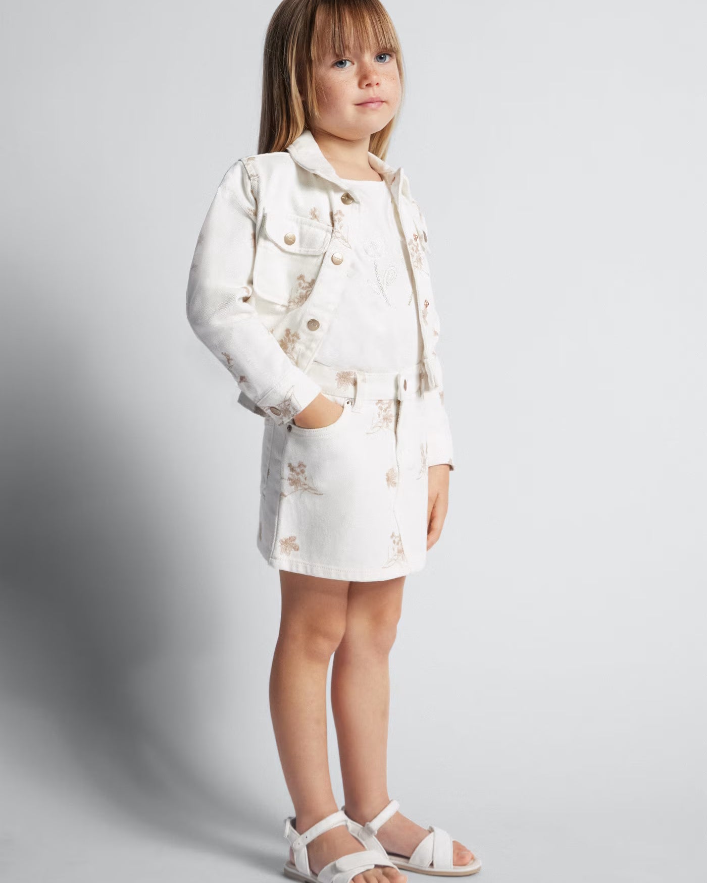 Gonna in twill ricamato bambina Mayoral color crema Mayoral Crema
