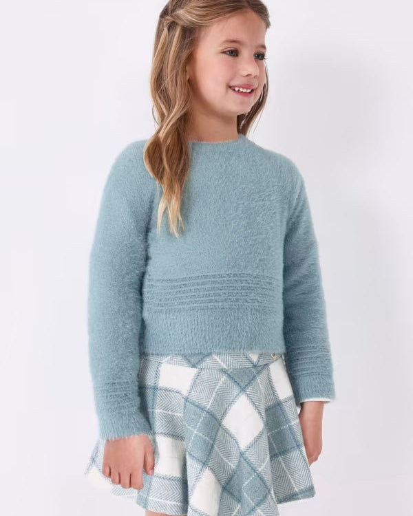 Gonna panno bambina Mayroal fantasia quadri azzurra - ErreGiModaBimbo