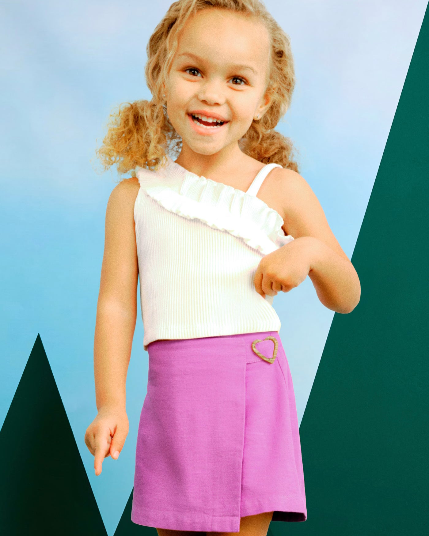 Gonna pantalone fibbia cuore bambina Mayoral malva Mayoral Malva