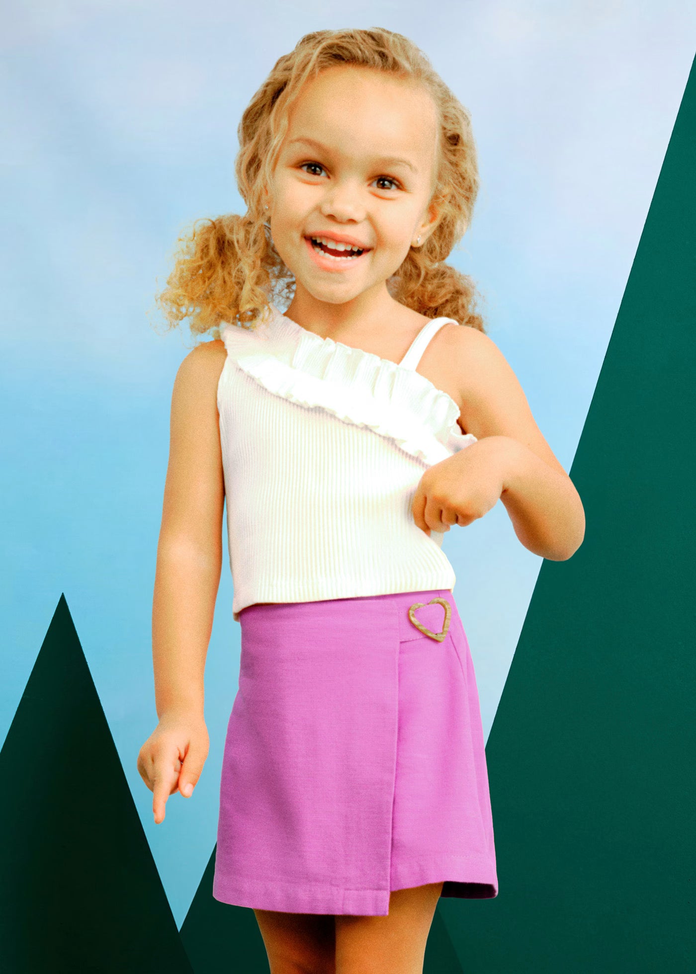 Gonna pantalone fibbia cuore bambina Mayoral malva Mayoral Malva