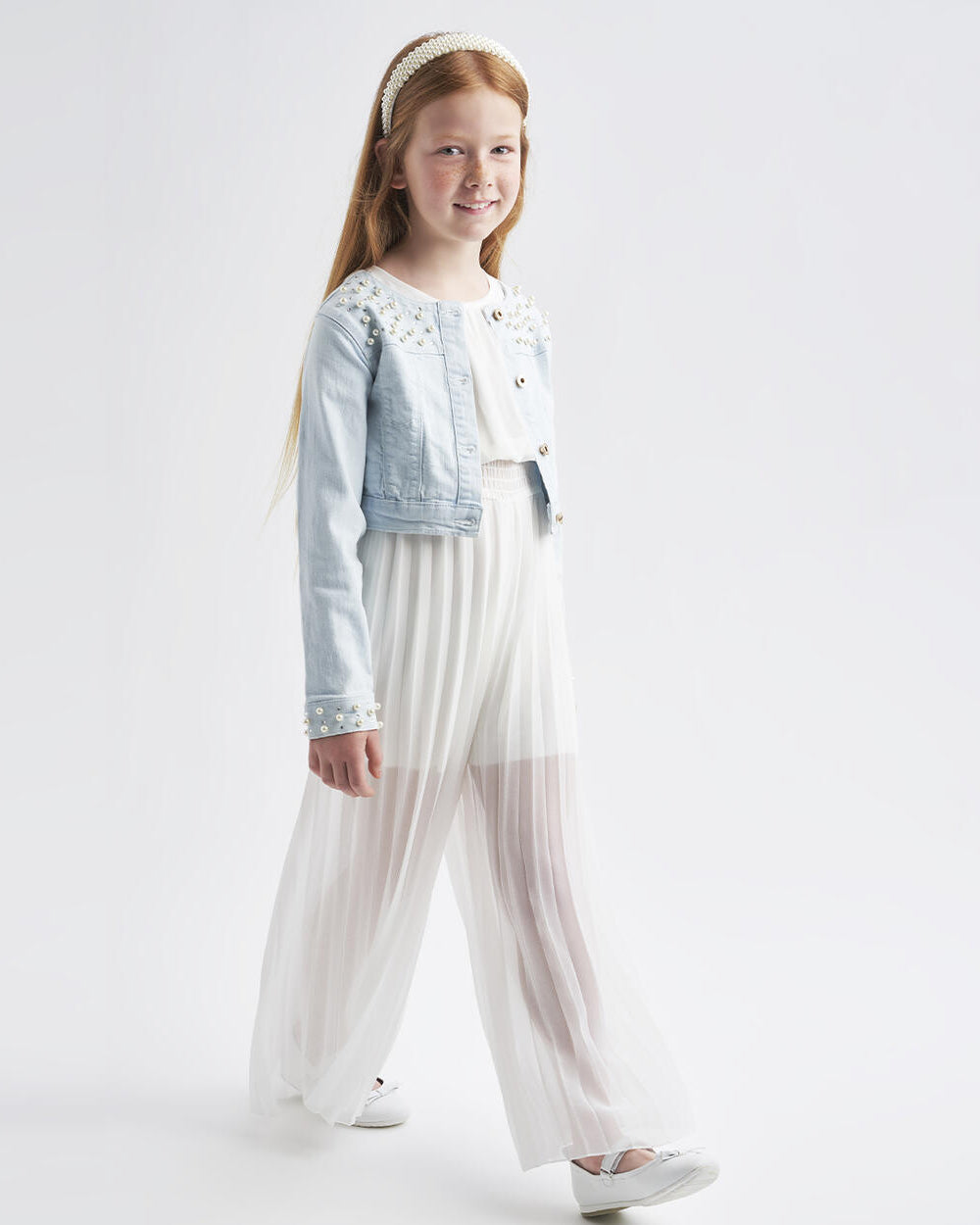 Jumpsuit plisettata ragazza iDO panna iDO Panna
