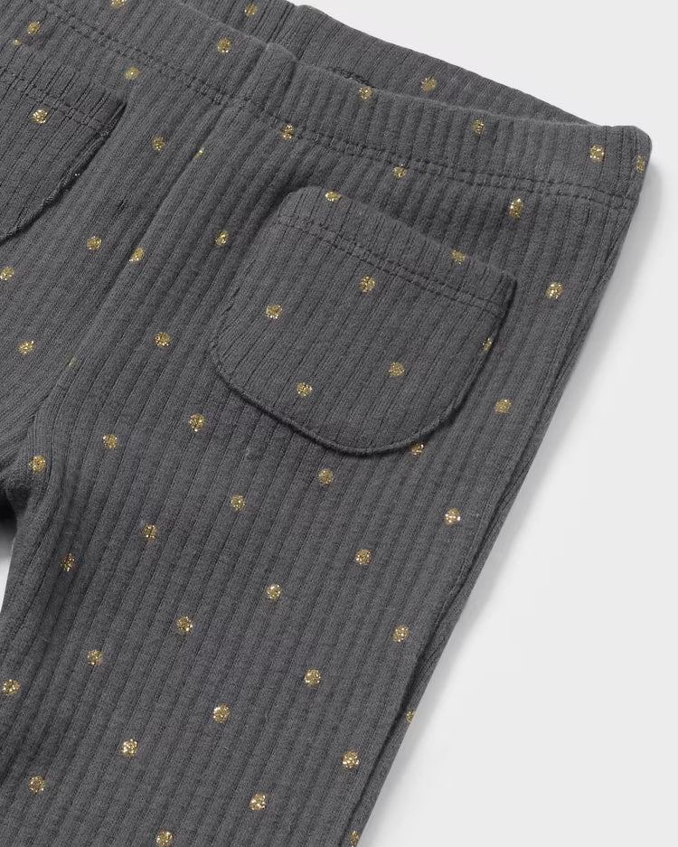 Leggings a zampa costine neonata Mayorla grigio pois oro Mayoral Grigio