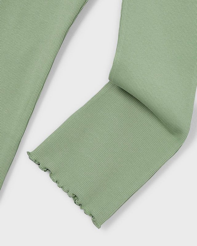 leggings flare bambina verde muschio cotone 95% primavera estate