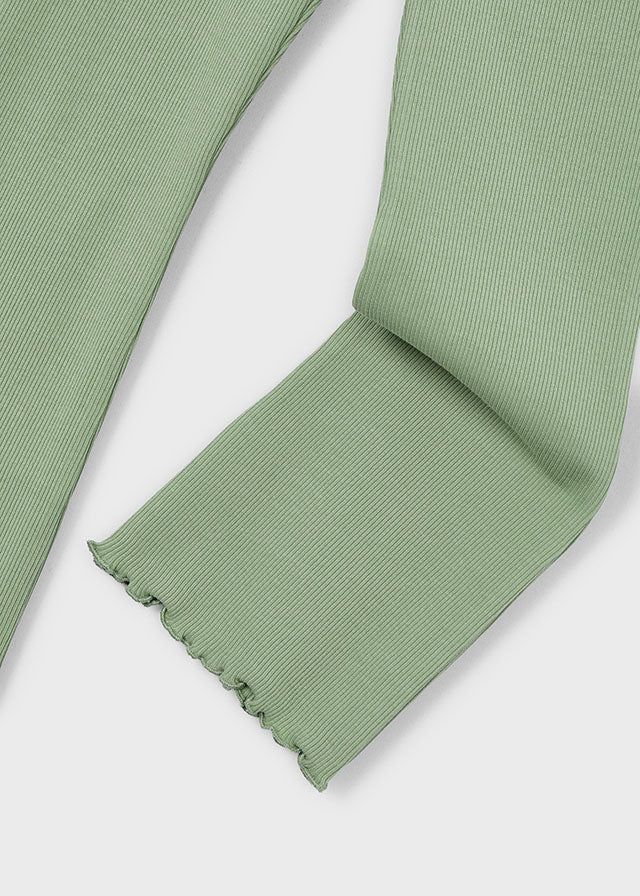 leggings flare bambina verde muschio cotone 95% primavera estate