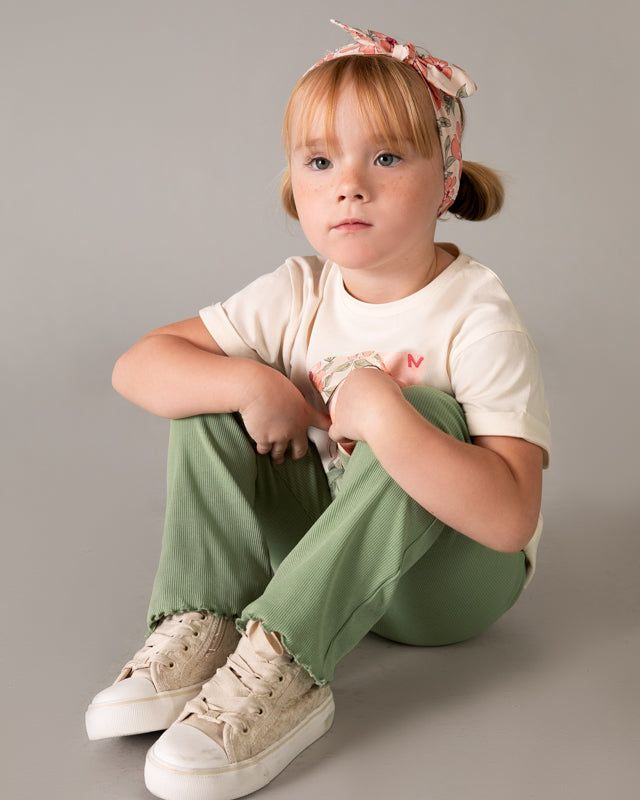 Leggings verde muschio bambina cotone