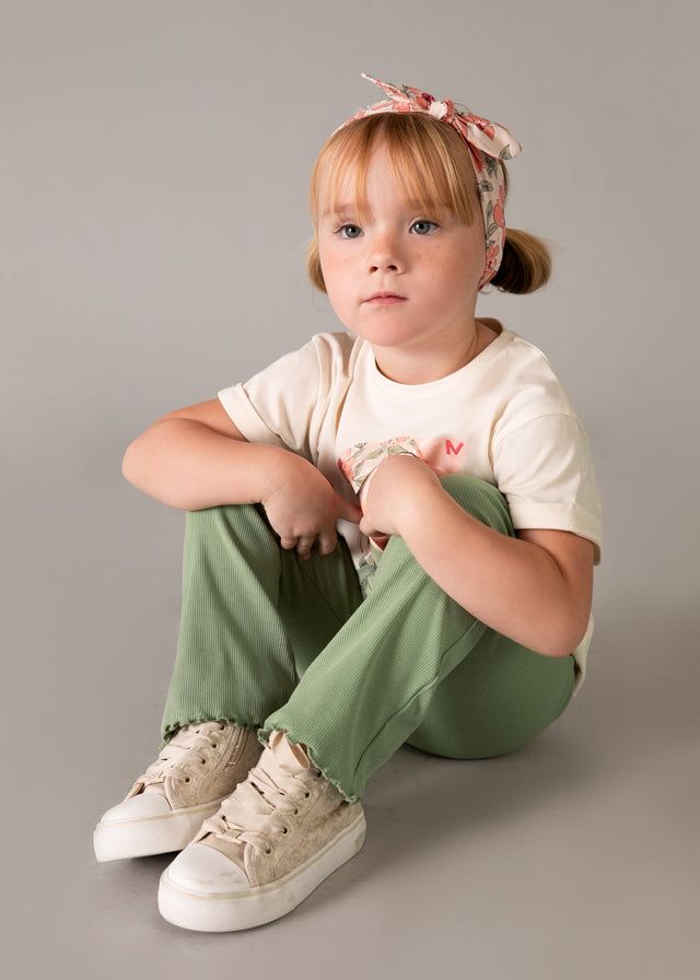 Leggings verde muschio bambina cotone